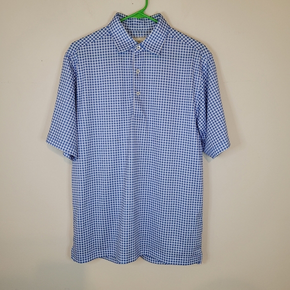 Donald Ross Short Sleeve Button Up Shirt Blue Plaid Mens Size Small - Picture 2 of 5